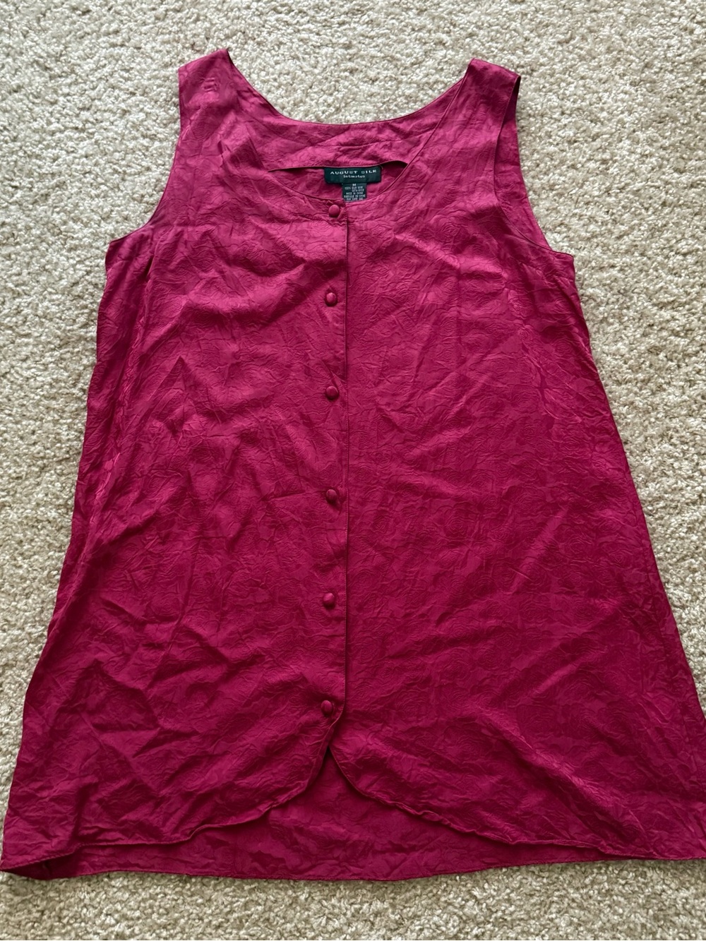 August Silk 100% silk pajama tunic top Medium 31.5 in long - Picture 2 of 6